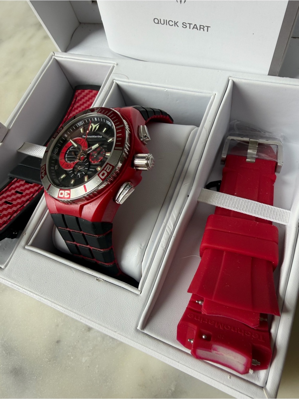 Technomarine Men’s Red and Black Sport Chronograph Watch with Extra Straps - Picture 8 of 10